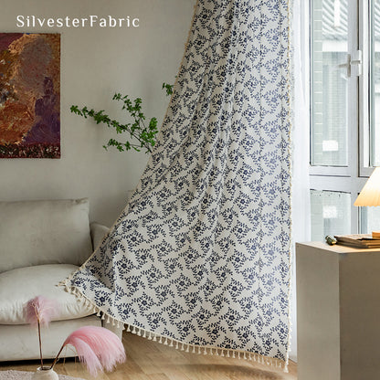 Blue Floral Curtains丨Farmhouse Curtains丨Kitchen Curtains