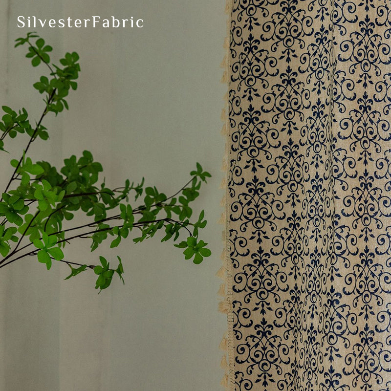 Farmhouse Blue Patterned Curtains