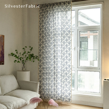 Blue Floral Curtains丨Farmhouse Curtains丨Kitchen Curtains