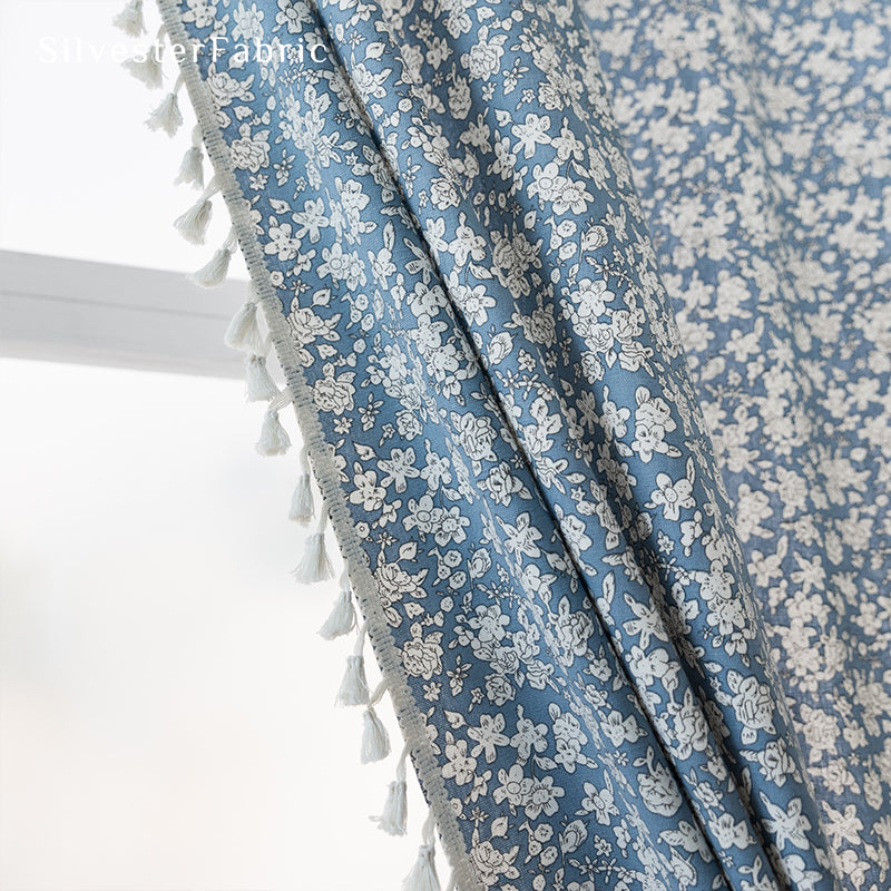 Blue Floral Curtains丨Blue Curtains丨Blue Blackout Curtains