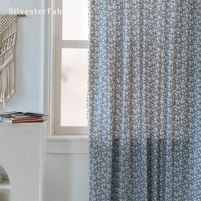 Blue Floral Curtains丨Blue Curtains丨Blue Blackout Curtains