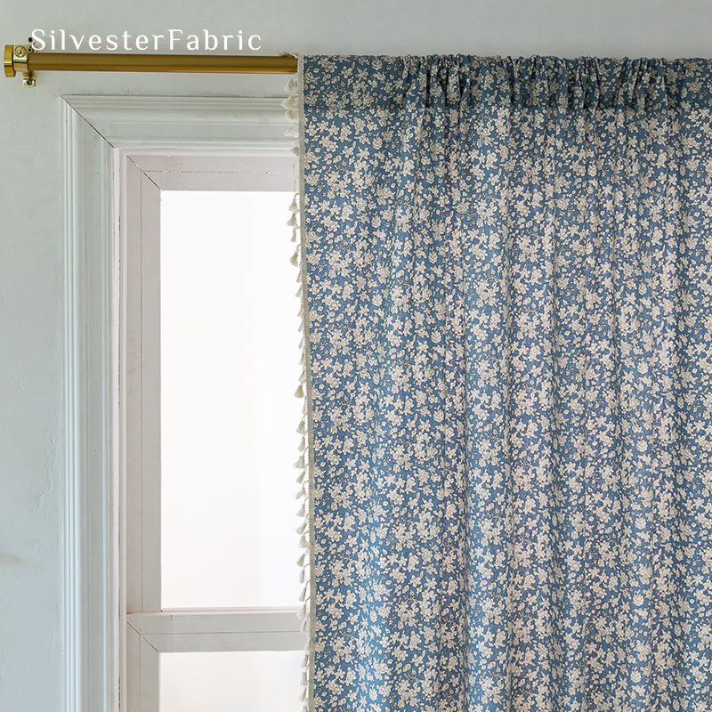 Blue Floral Curtains丨Blue Curtains丨Blue Blackout Curtains