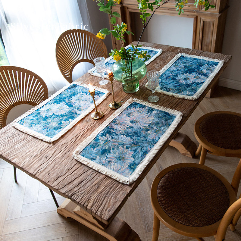 Blue Floral Table Runner丨Blue Table Runner