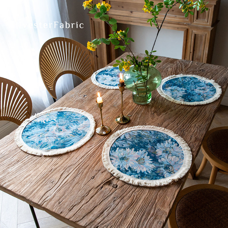 Blue Floral Table Runner丨Blue Table Runner