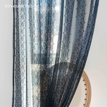 Blue Lace Semi Sheer Curtains