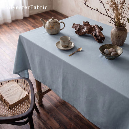 solid blue rectangle tablecloth collection showing pattern range
