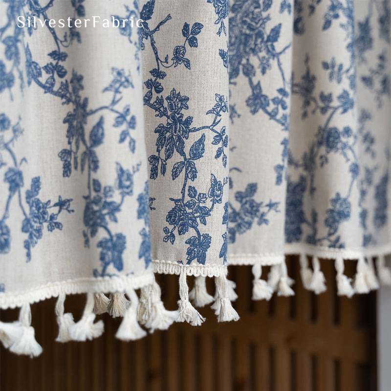 Close‑up of Rose Floral Cafe Curtain corner