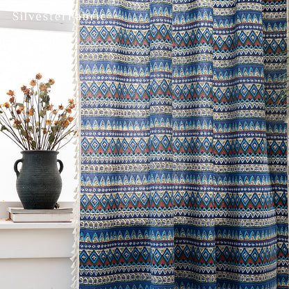 Blue Blackout Curtains​丨Boho Curtains丨Blue Curtains