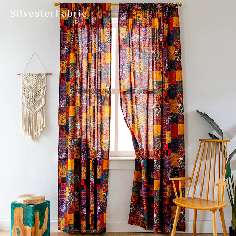 Red Boho Curtains​丨Vintage Curtains丨Ethnic Printed Curtains