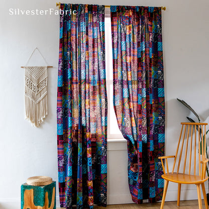 Blue Boho Curtains​丨Vintage Curtains丨Ethnic Printed Curtains