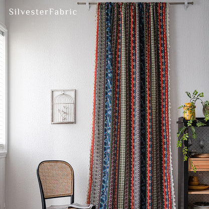  Boho Curtains​丨Floral Striped Curtains​丨American Curtains