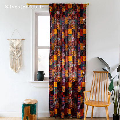 Red Boho Curtains​丨Vintage Curtains丨Ethnic Printed Curtains