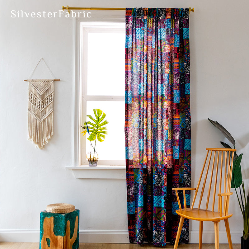 Blue Boho Curtains​丨Vintage Curtains丨Ethnic Printed Curtains