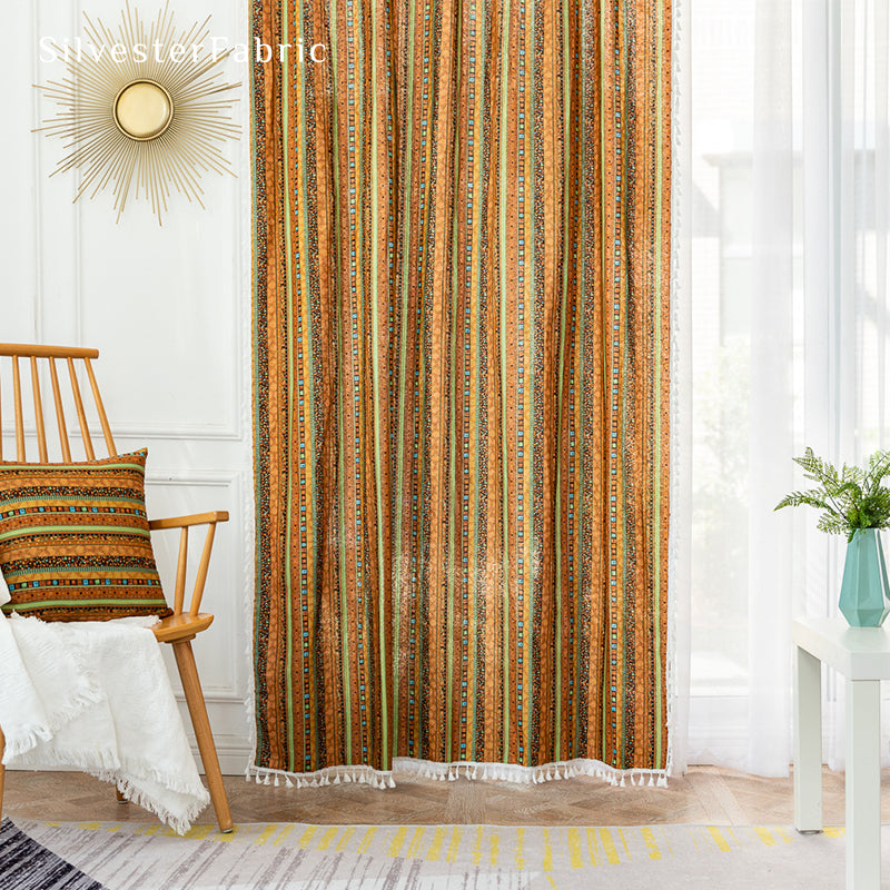 Boho Blackout Curtains丨Boho Curtains丨Striped Curtains