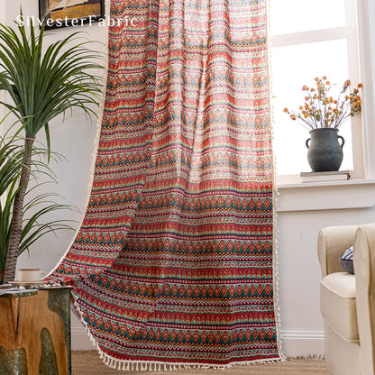 Boho Blackout Curtains​丨Boho Curtains丨Red Curtains