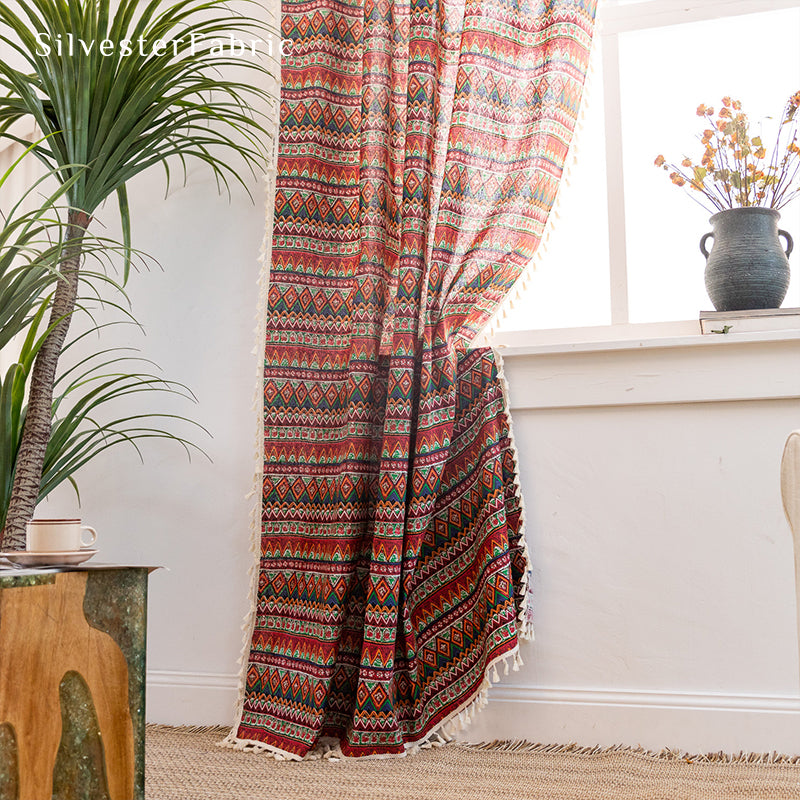 Boho Blackout Curtains​丨Boho Curtains丨Red Curtains