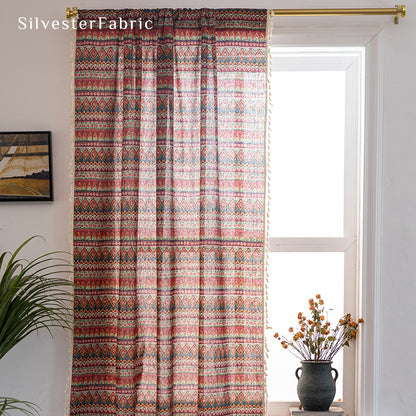 Boho Blackout Curtains​丨Boho Curtains丨Red Curtains