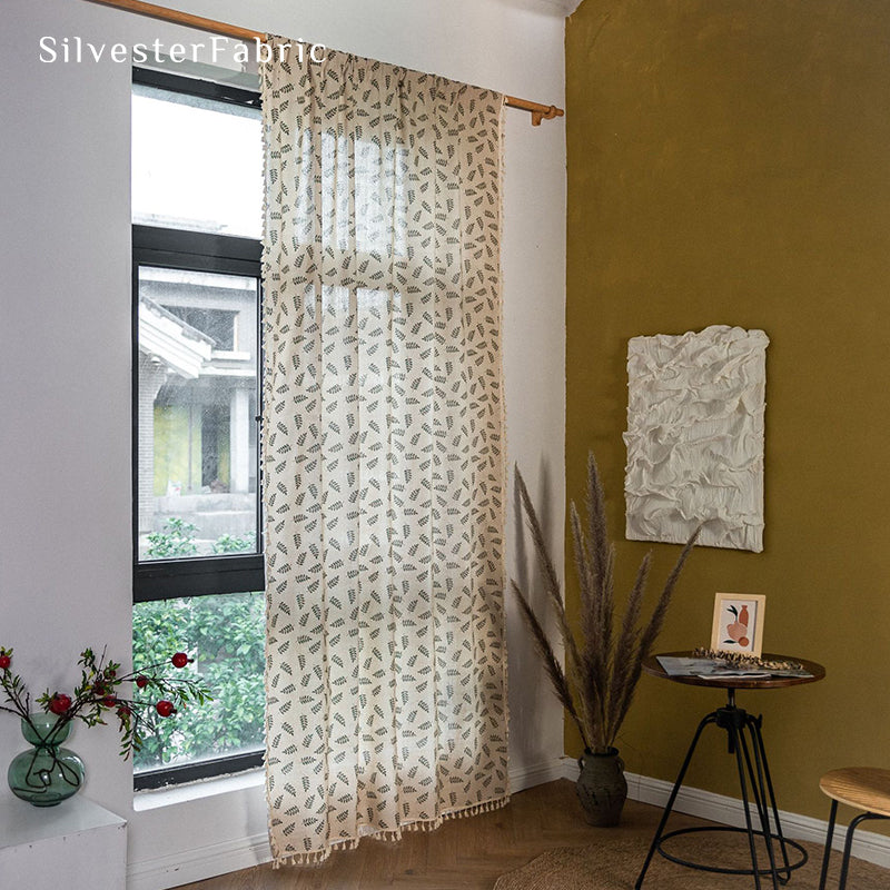 Beige Botanical French Curtain