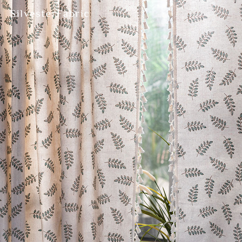 Beige Botanical French Curtain