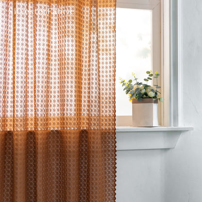 Close‑up of Brown Wheat Sheer Curtain corner