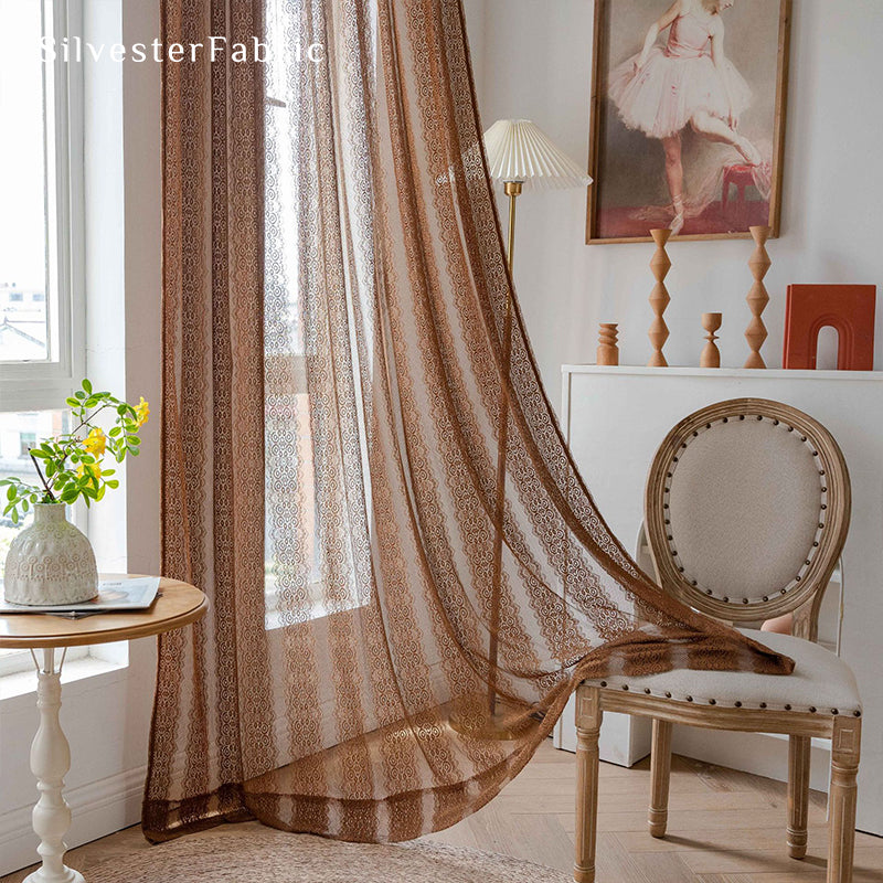 Brown Sheer Curtains丨Living Room Sheer Curtains