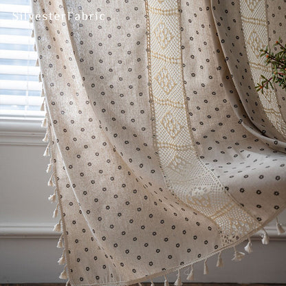 Brown Floral Curtains丨Floral Lace Curtains丨Cute Curtains