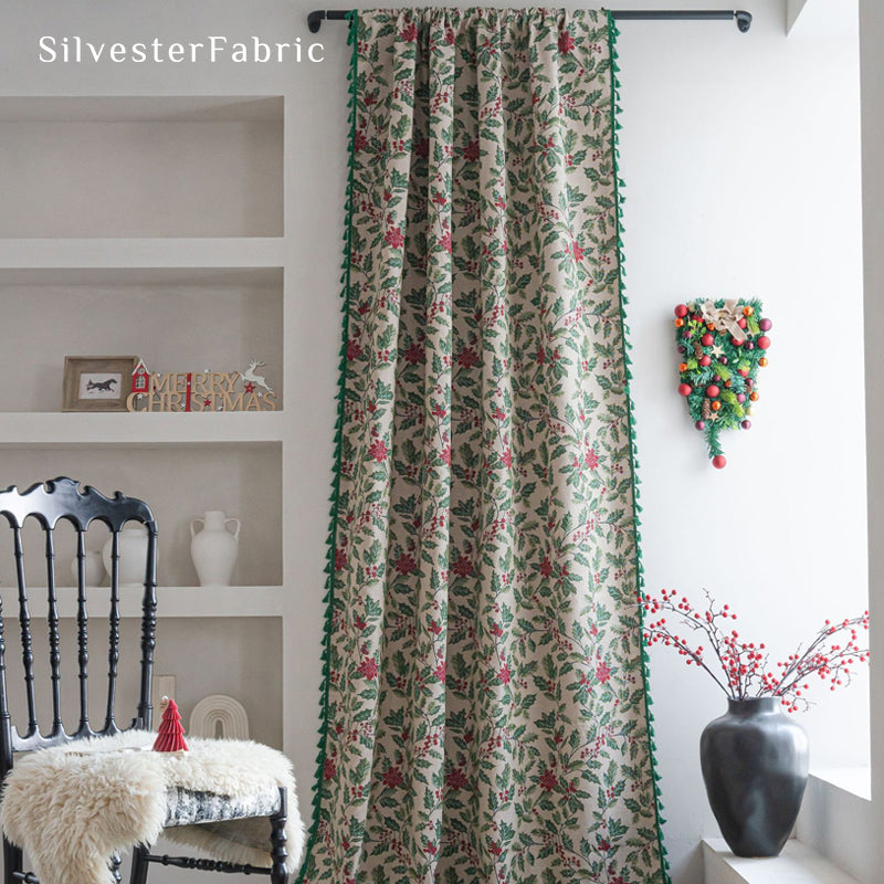 Christmas Curtains丨Floral Jacquard Curtains丨Semi Blackout Curtains