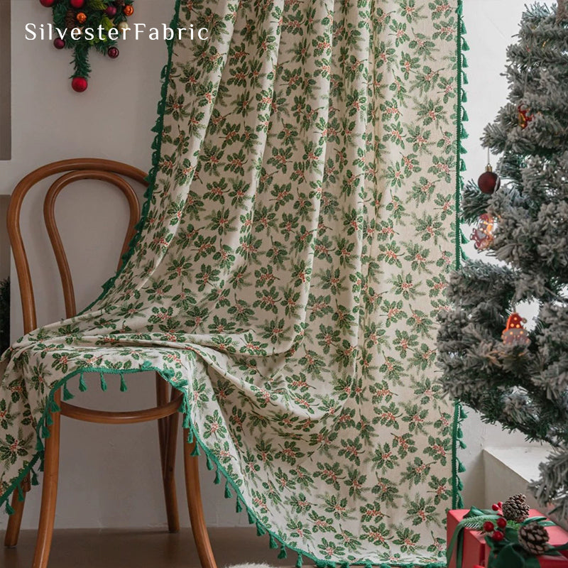 Jacquard Floral Christmas Curtains