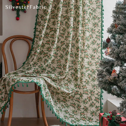 Jacquard Floral Christmas Curtains
