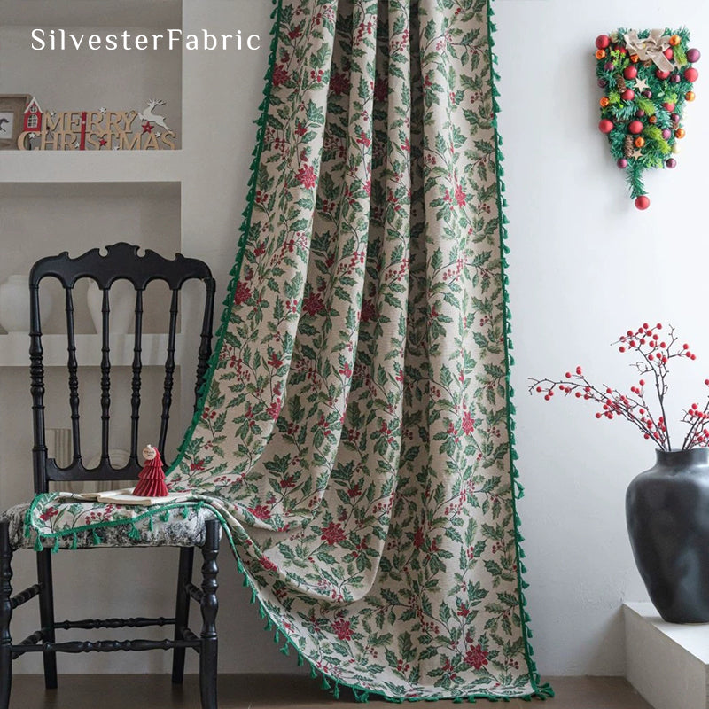 Christmas Curtains丨Floral Jacquard Curtains丨Semi Blackout Curtains