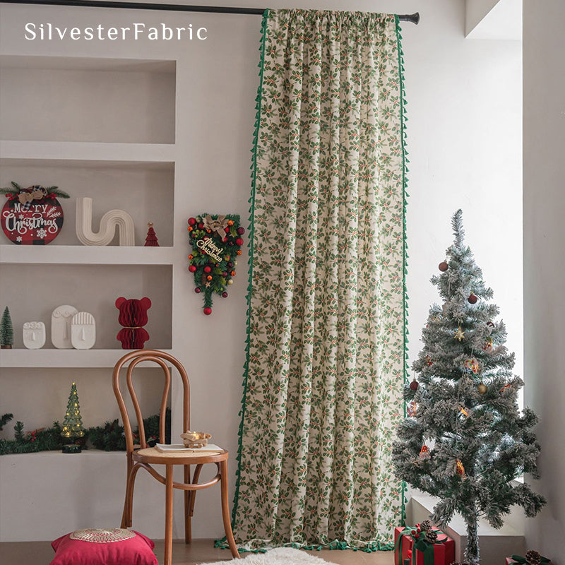 Jacquard Floral Christmas Curtains