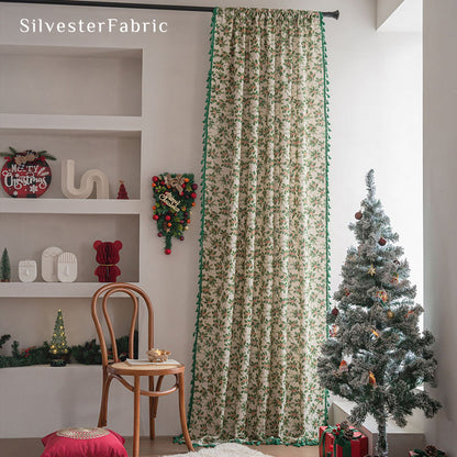 Jacquard Floral Christmas Curtains