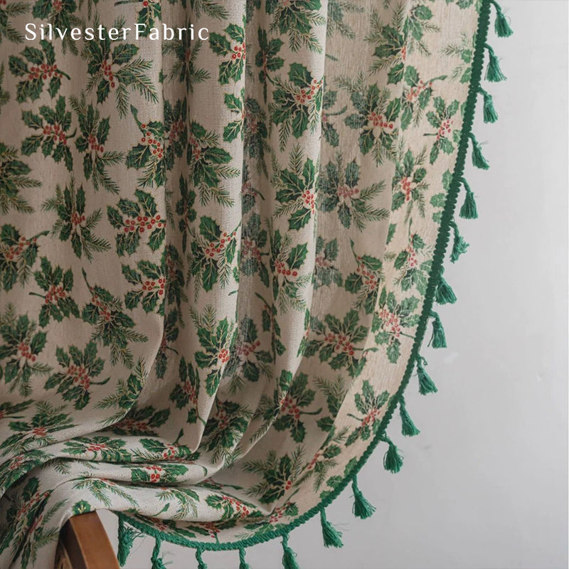 Jacquard Floral Christmas Curtains
