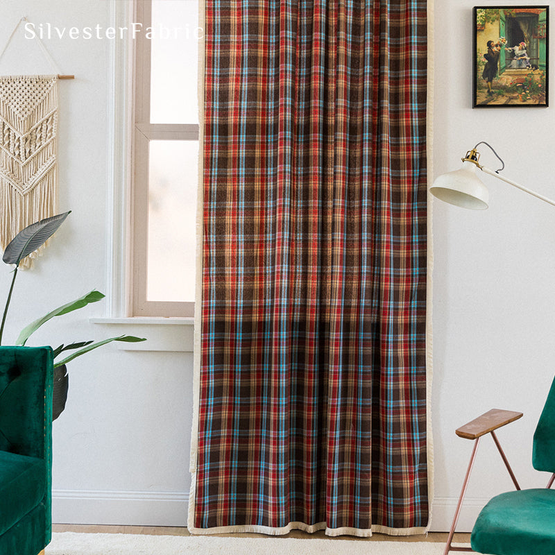 Brown Christmas curtains to hang in the living room window