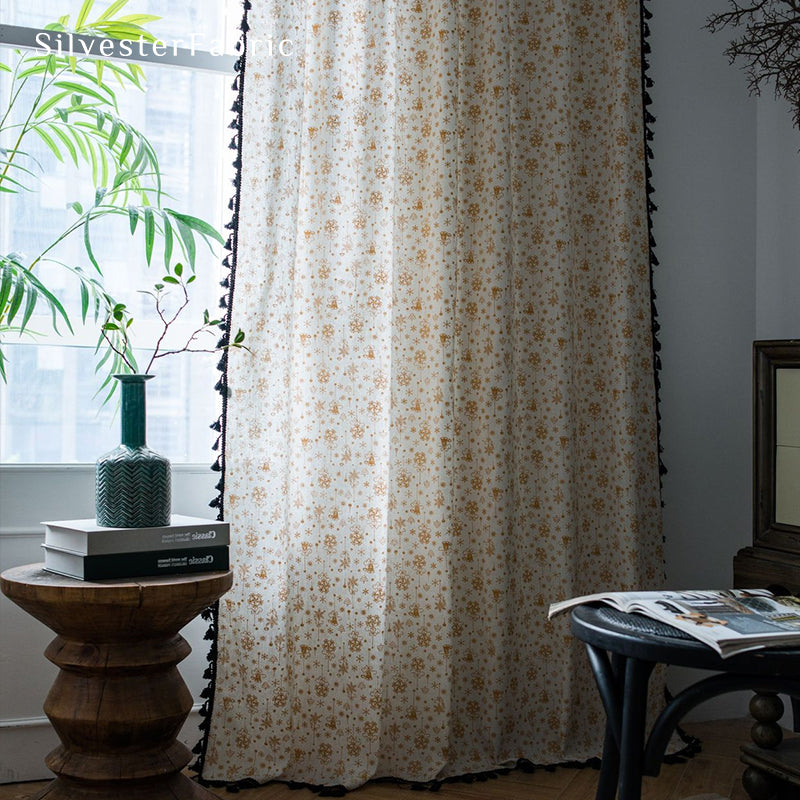Christmas Snowflake Printed Curtains