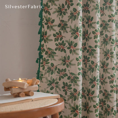 Jacquard Floral Christmas Curtains