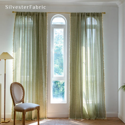 Sage Green Curtains丨Rod Pocket Curtains - Silvester Fabric