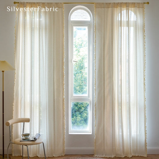 Off White Curtains丨 Semi Blackout Curtains - Silvester Fabric