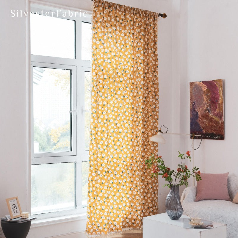 Floral Yellow Curtains丨Cotton Curtains