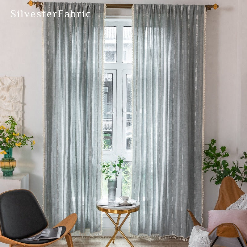 Grey Curtains For Living Room丨Rod Pocket Curtains - Silvester Fabric