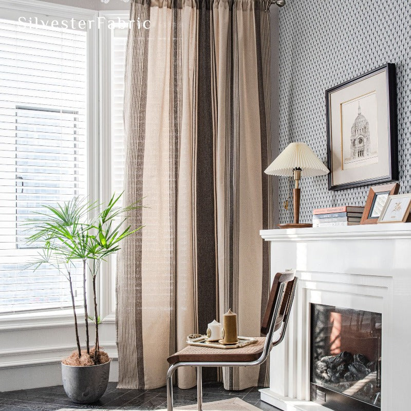 Striped Linen Curtains丨Grey Striped Curtains