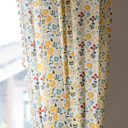 French Country Cotton Floral Print Semi Blackout Window Curtains