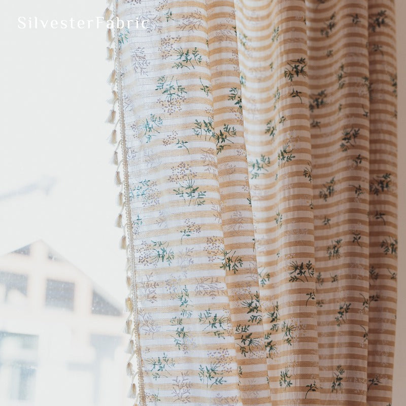 Floral Sheer Curtains丨Rod Pocket Curtains - Silvester Fabric