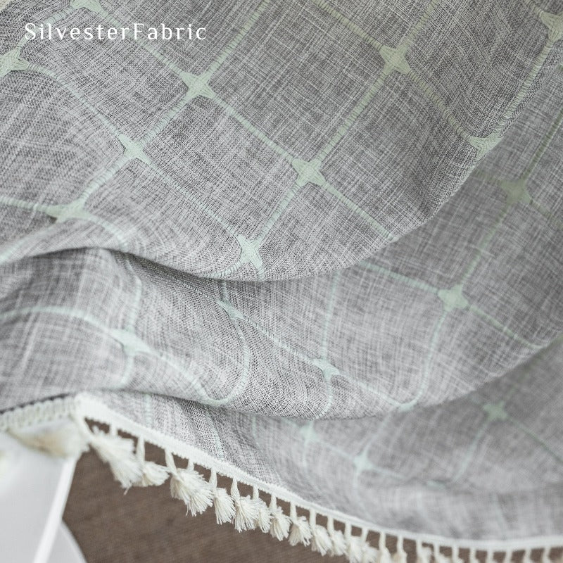Light Grey Sheer Curtains丨Grey Plaid Curtains