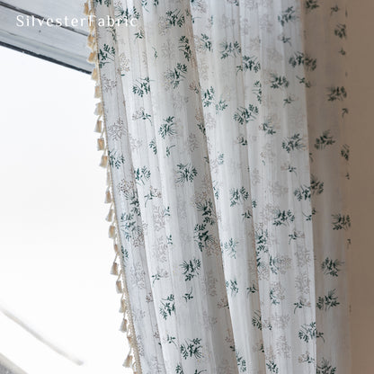 French Country Floral Pattern Semi Blackout Window Cotton Curtains