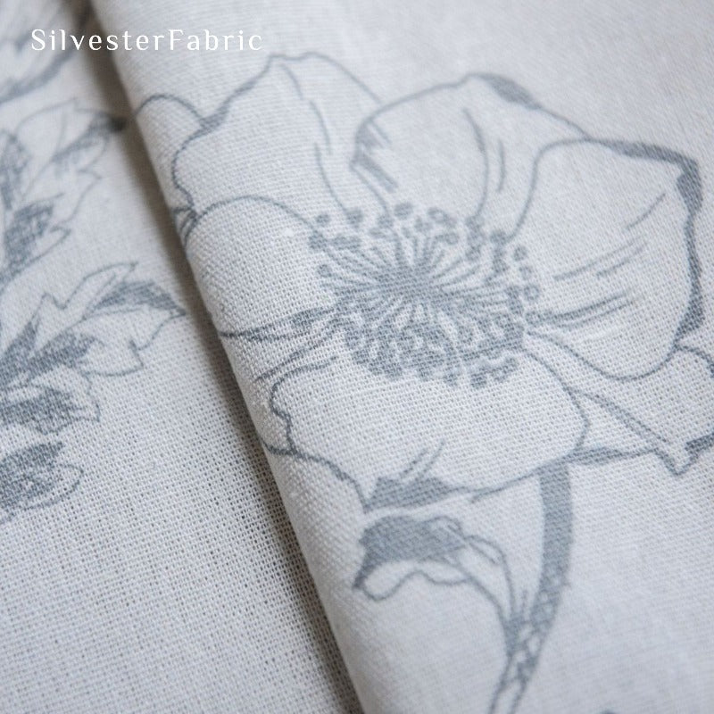 Grey Floral Curtains丨Vintage Floral Curtains