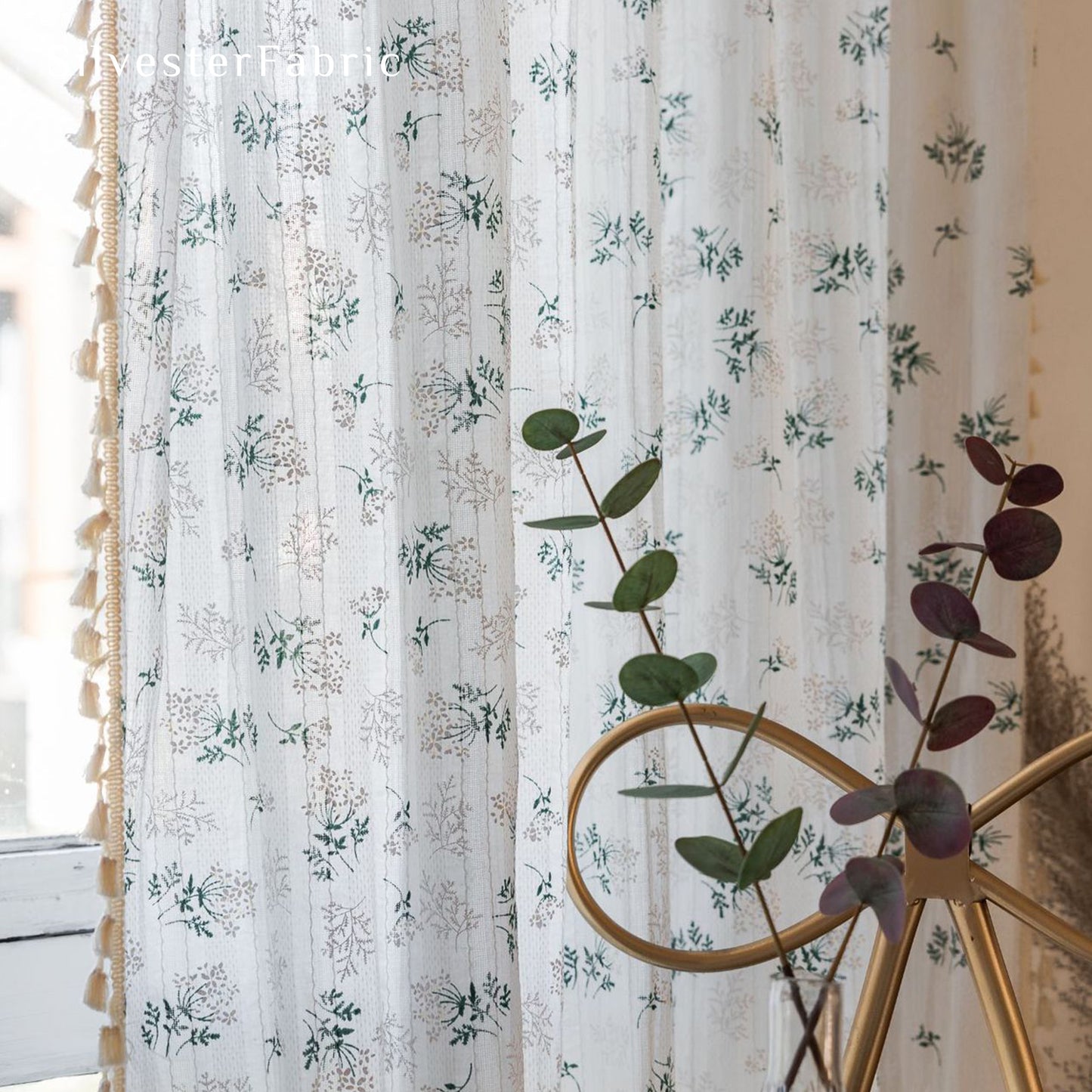 French Country Floral Pattern Semi Blackout Window Cotton Curtains
