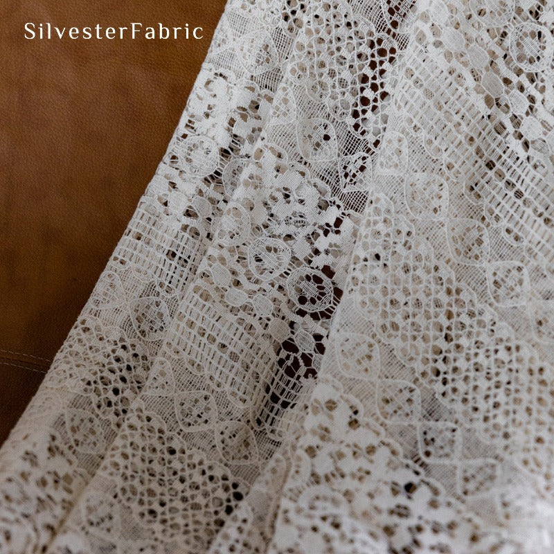 Off White Lace Curtains丨Rod Pocket Curtains - Silvester Fabric