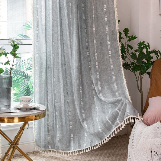 Grey Curtains For Living Room丨Rod Pocket Curtains - Silvester Fabric