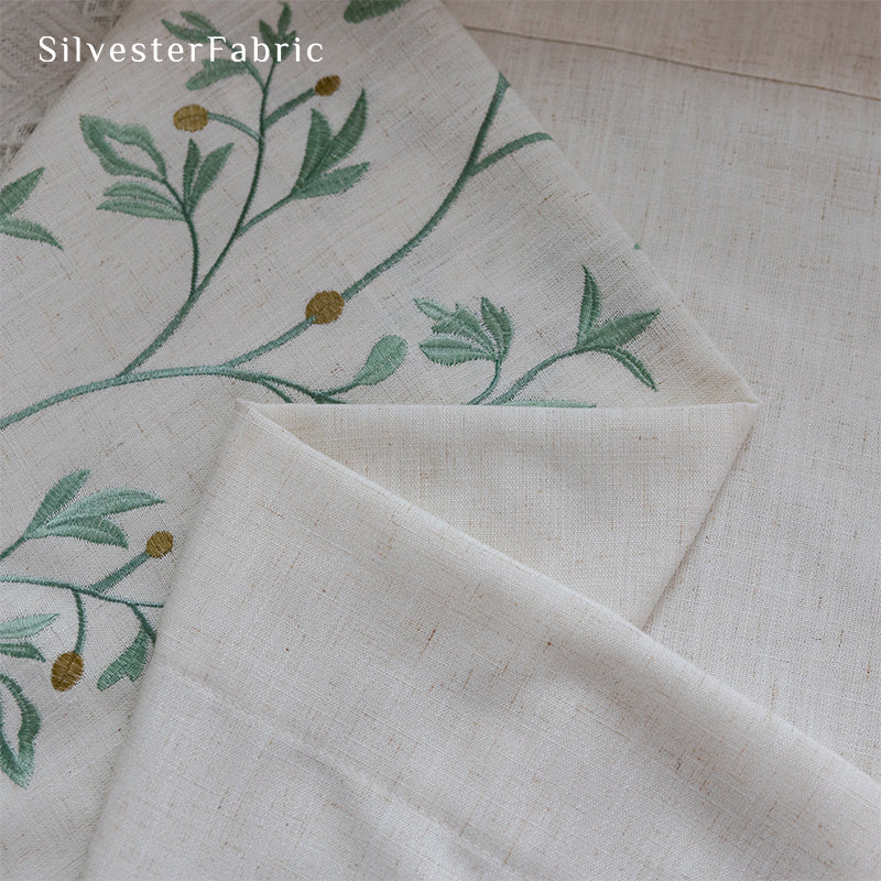 Green Floral Curtains丨Floral Curtains丨Embroidered Curtains